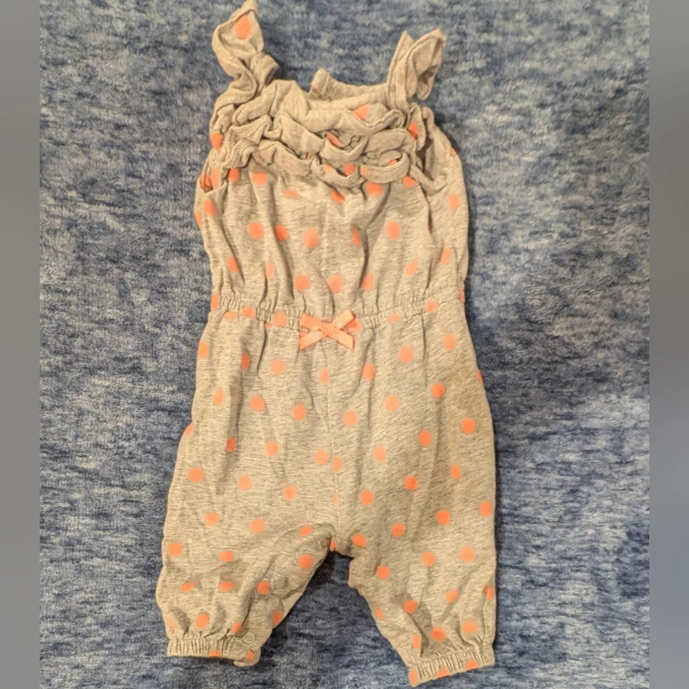 Carter's 3M Gray Jumpsuit with Pink Dots